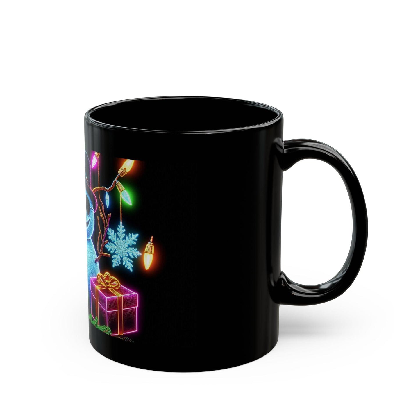 Cool Bitcoin Christmas Mug | Festive Snowman with Crypto Style, 11oz - Dark Blue