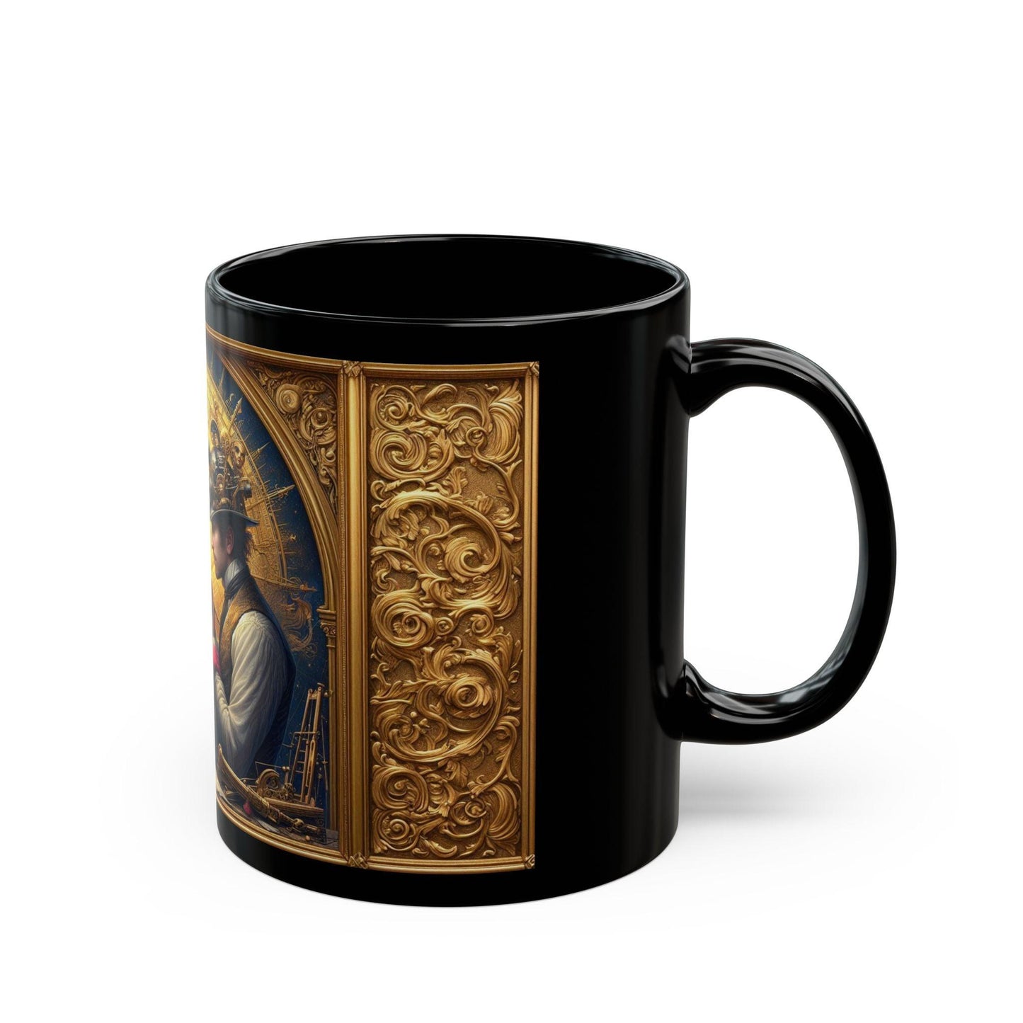 Epic Lovers Steampunk Mug - A Timeless Love Story in Art, 11oz - Dark Blue