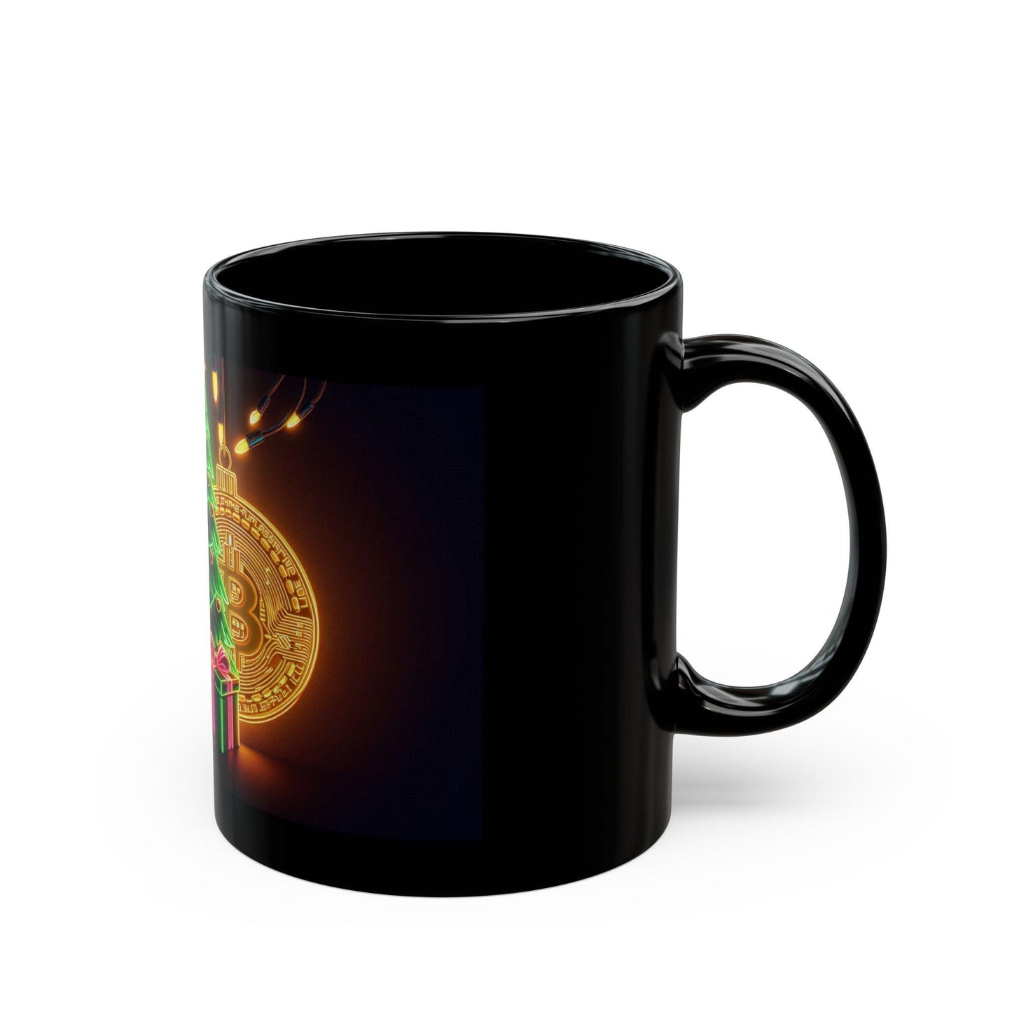 Festive Crypto Snowman Mug | Christmas Mug with Bitcoin Design, 11oz - Dark Blue