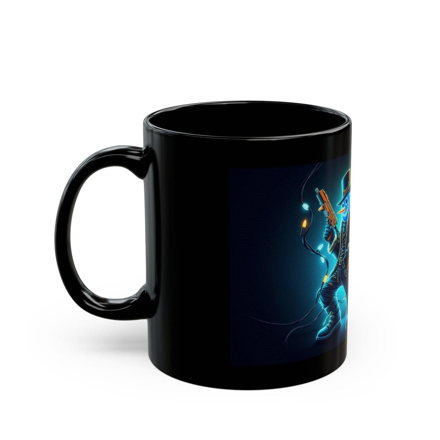Festive Crypto Snowman Mug | Christmas Mug with Bitcoin Design, 11oz - Dark Blue