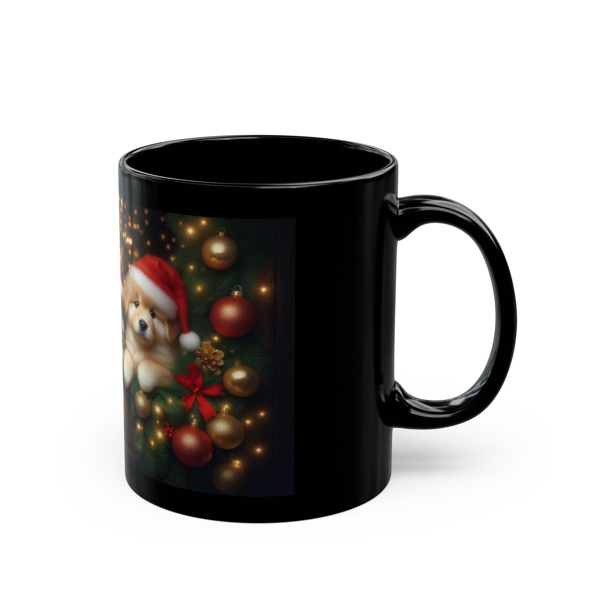 Adorable Christmas Puppies Mug | Festive Holiday Coffee Mug, 11oz - Dark Blue