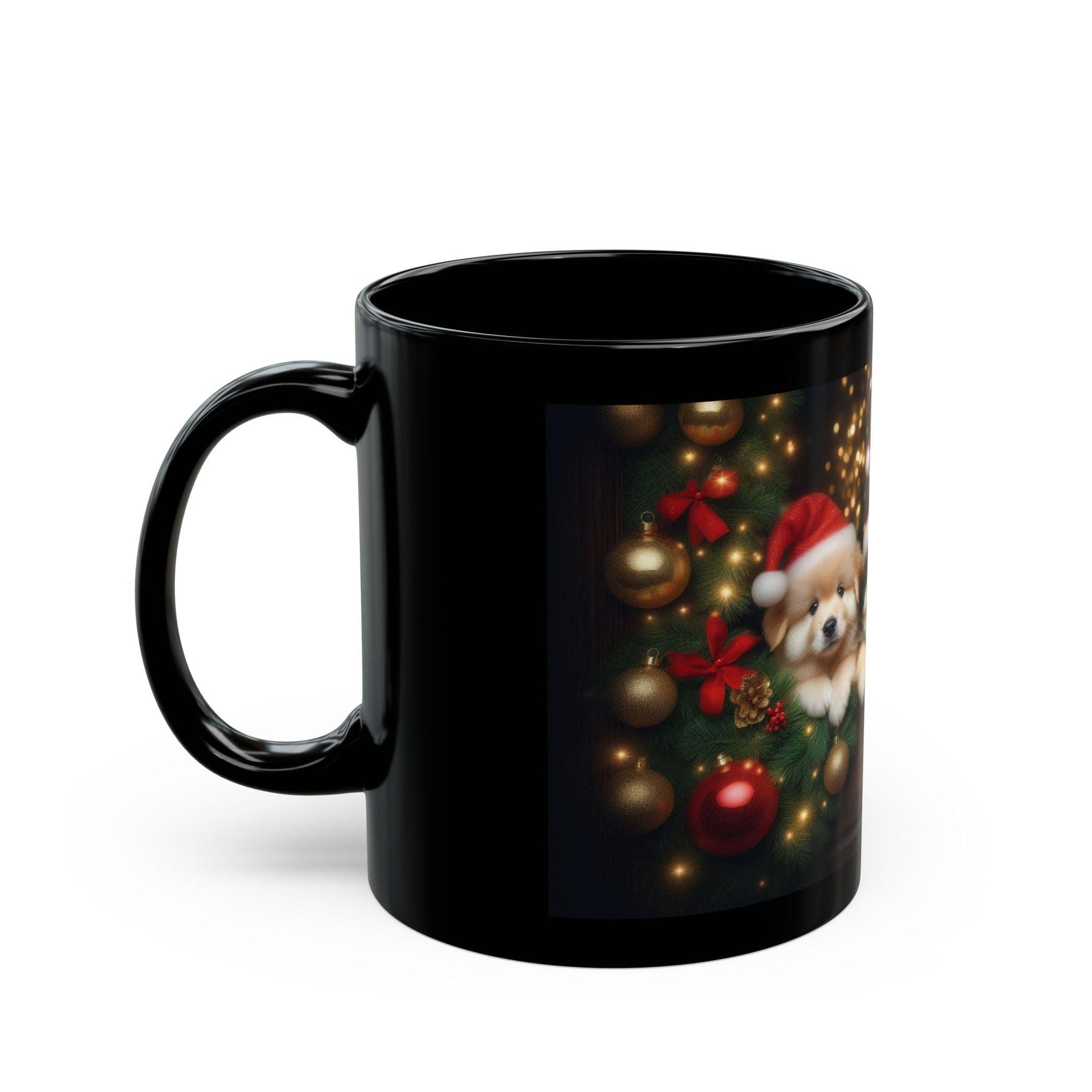 Adorable Christmas Puppies Mug | Festive Holiday Coffee Mug, 11oz - Dark Blue