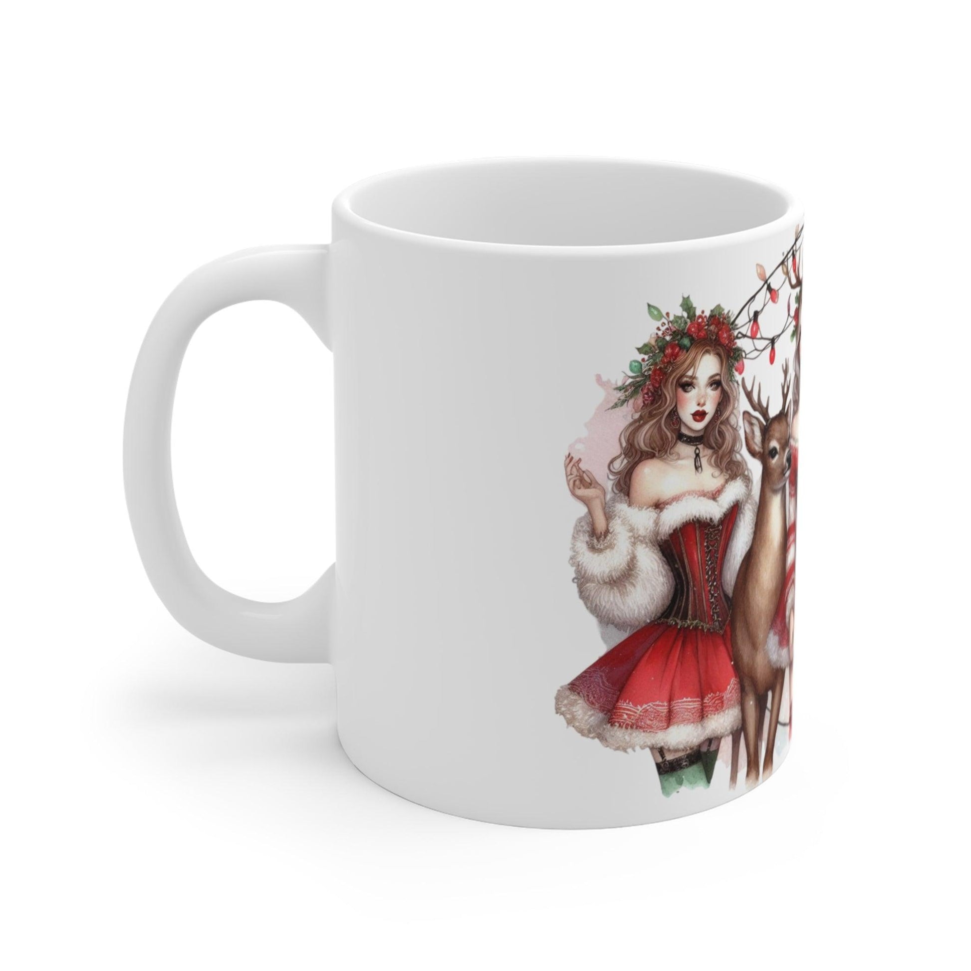 Elegant Holiday Women Mug | Stylish Christmas Coffee Mug, 11oz - Dark Blue