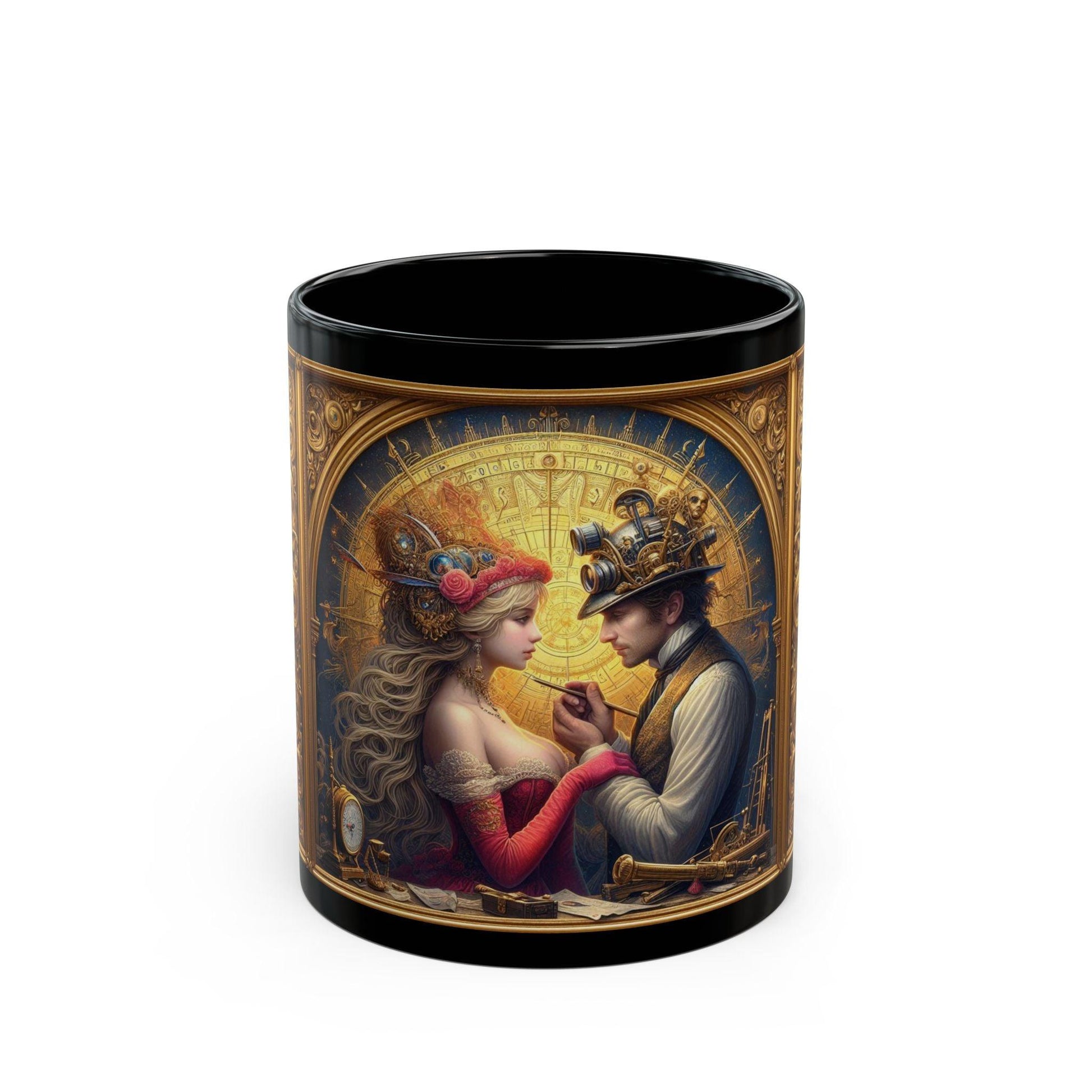 Epic Lovers Steampunk Mug - A Timeless Love Story in Art, 11oz - Dark Blue