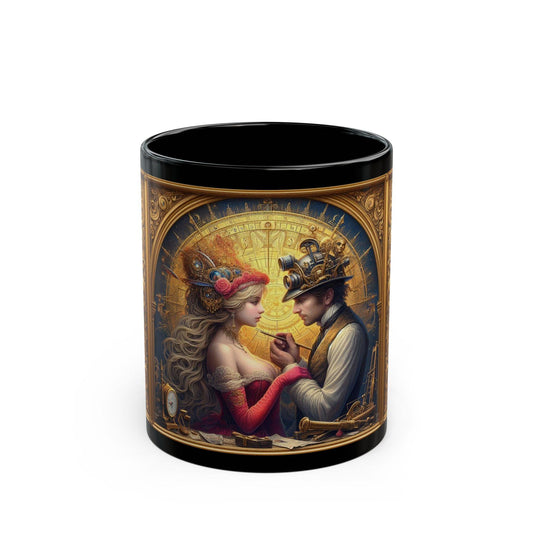 Epic Lovers Steampunk Mug - A Timeless Love Story in Art, 11oz - Dark Blue