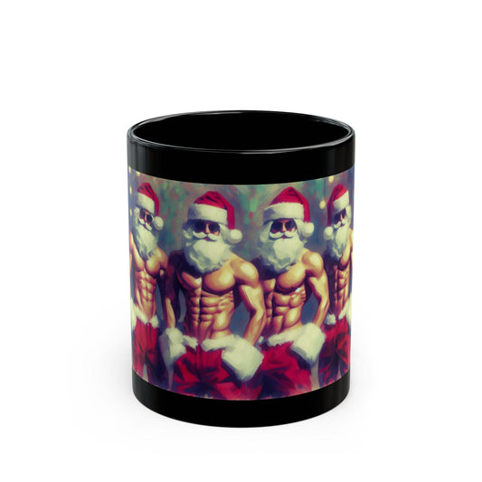 Muscular Santa Mug | Fun and Fit Christmas Coffee Mug, 11oz - Dark Blue