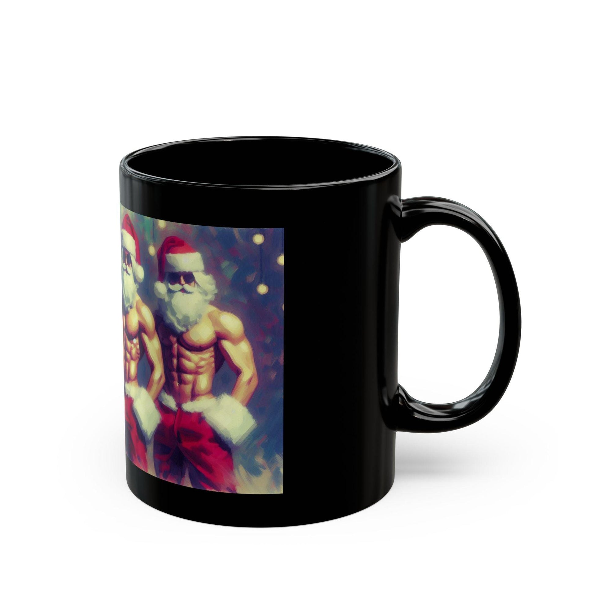 Muscular Santa Mug | Fun and Fit Christmas Coffee Mug, 11oz - Dark Blue
