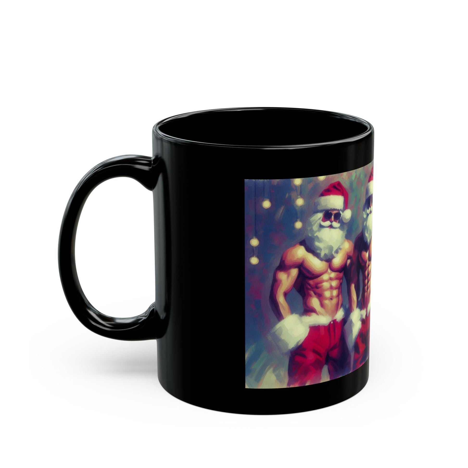 Muscular Santa Mug | Fun and Fit Christmas Coffee Mug, 11oz - Dark Blue