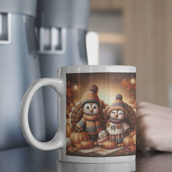 cozy-thanksgiving-family-mug-adorable-cartoon-turkeys-with-pumpkins-and-fall-leaves-11oz-white-mug-woman-holding-coffee-tea